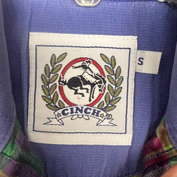 Cinch shirt mens Small long sleeve button down pink/purple/green Great condition - Picture 4 of 5